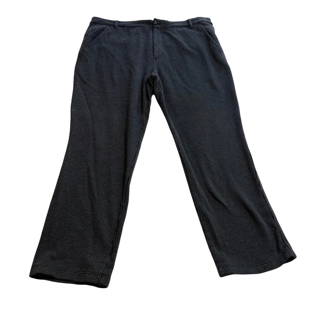 Betabrand Mens Pinstripe Straight Leg Pants Charcoal Gray Black 36x30